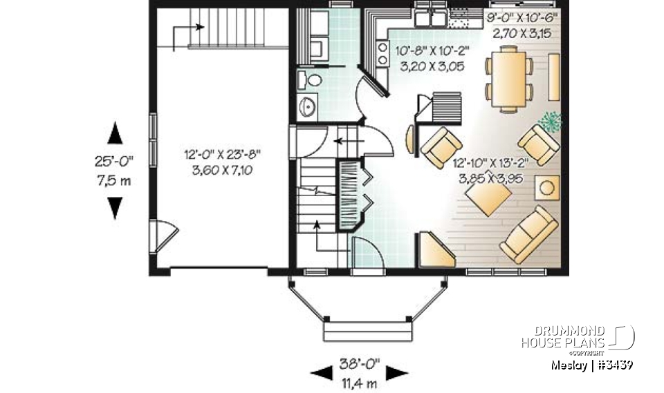 1st level - Functional open floor plan with 3 large bedrooms and a garage - Meslay