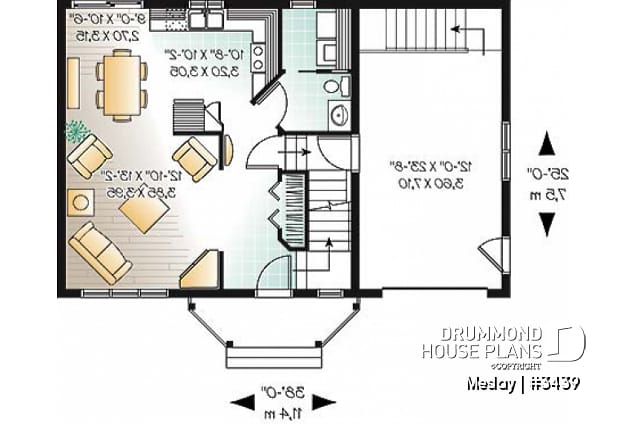 1st level - Functional open floor plan with 3 large bedrooms and a garage - Meslay