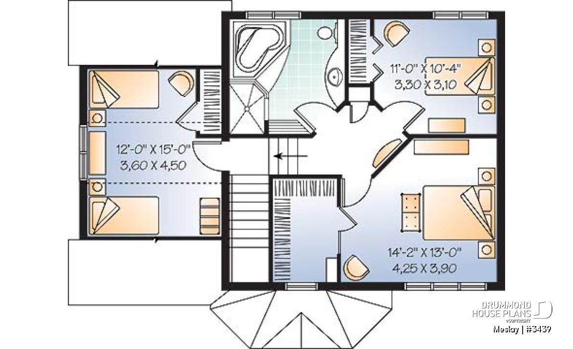 2nd level - Functional open floor plan with 3 large bedrooms and a garage - Meslay