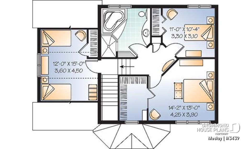 2nd level - Functional open floor plan with 3 large bedrooms and a garage - Meslay