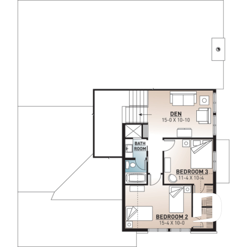 2nd level - Craftsman style home plan, 3 to 4 beds, master suite on main floor, open floor plan, two car garage - Briardale