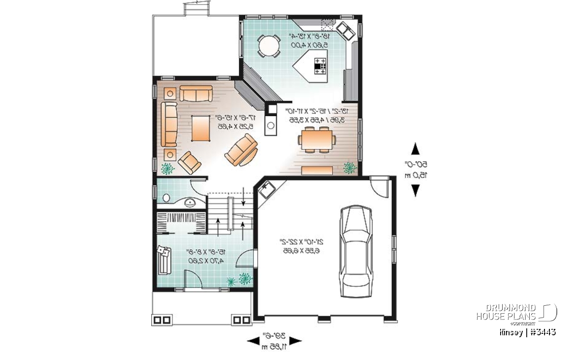 1st level - House plan with 3 bedroom, double walk-in in large master suite, fireplace &amp; two car garage - Kinsey