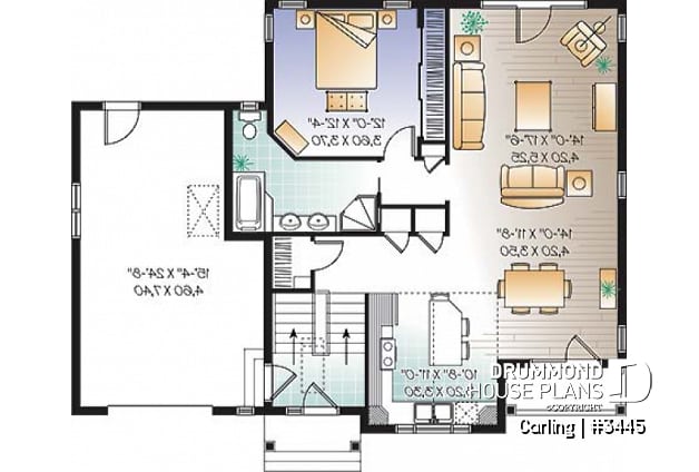 1st level - 3 bedroom split-entry floor plan with balcony, cathedral ceiling, garage and bonus space - Carling