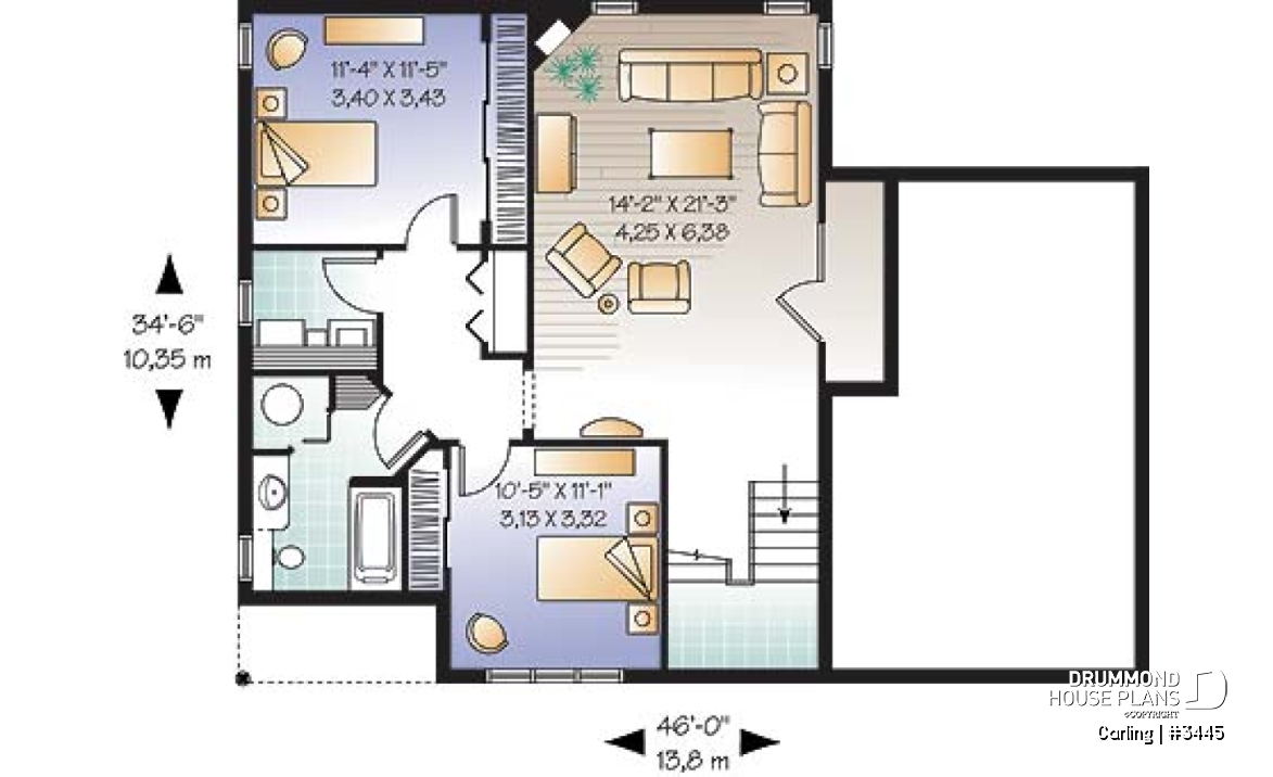 Basement - 3 bedroom split-entry floor plan with balcony, cathedral ceiling, garage and bonus space - Carling