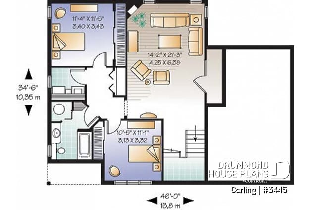 Basement - 3 bedroom split-entry floor plan with balcony, cathedral ceiling, garage and bonus space - Carling