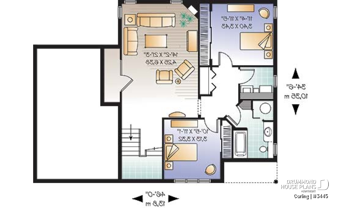 Basement - 3 bedroom split-entry floor plan with balcony, cathedral ceiling, garage and bonus space - Carling