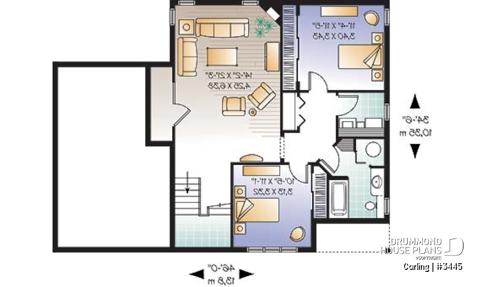 Basement - 3 bedroom split-entry floor plan with balcony, cathedral ceiling, garage and bonus space - Carling
