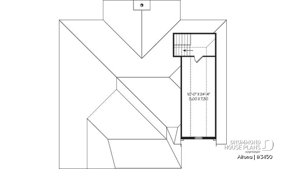 Bonus space - Comfortable 2 bedroom bungalow house plan with formal dining room, fireplace, garage &amp; bonus space - Altona