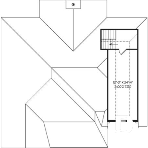 Bonus space - Comfortable 2 bedroom bungalow house plan with formal dining room, fireplace, garage & bonus space - Altona