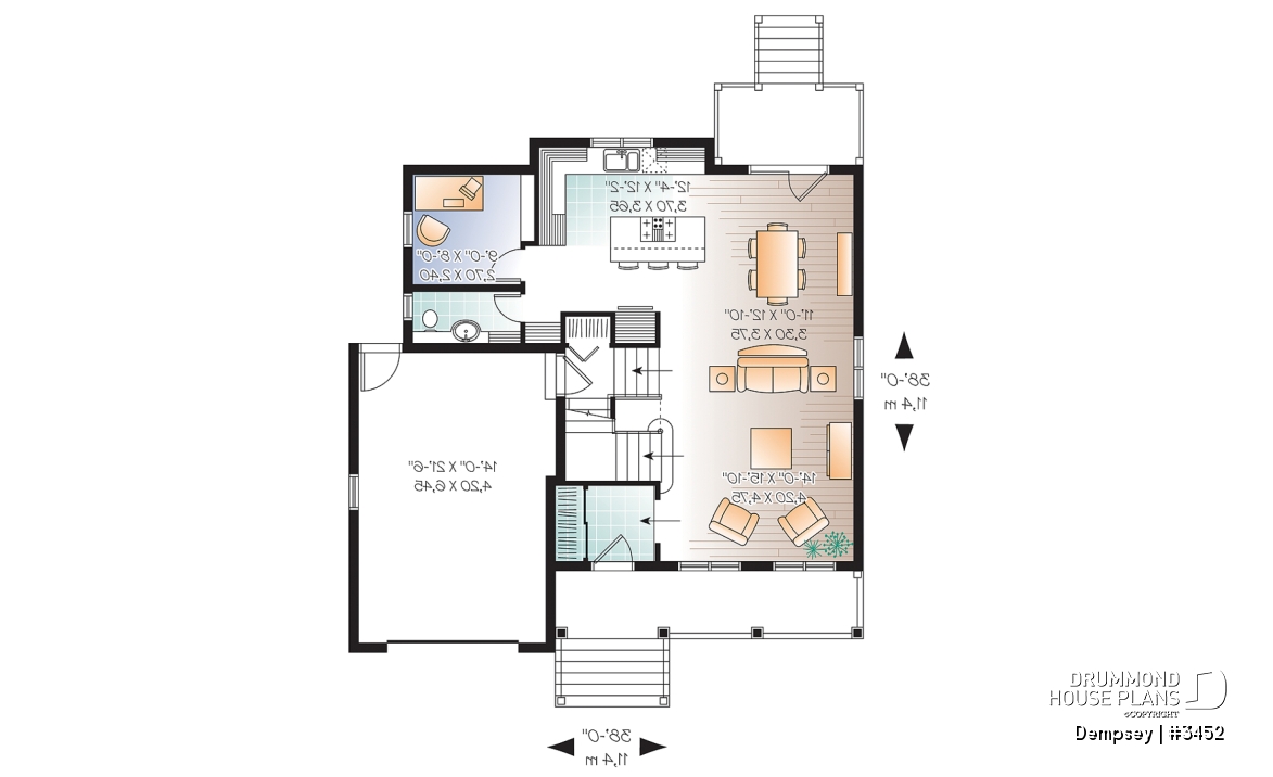 1st level - 3 bedrooms, 2 storey house plan with garage, master suite and laundry room on 2nd floor, den - Dempsey