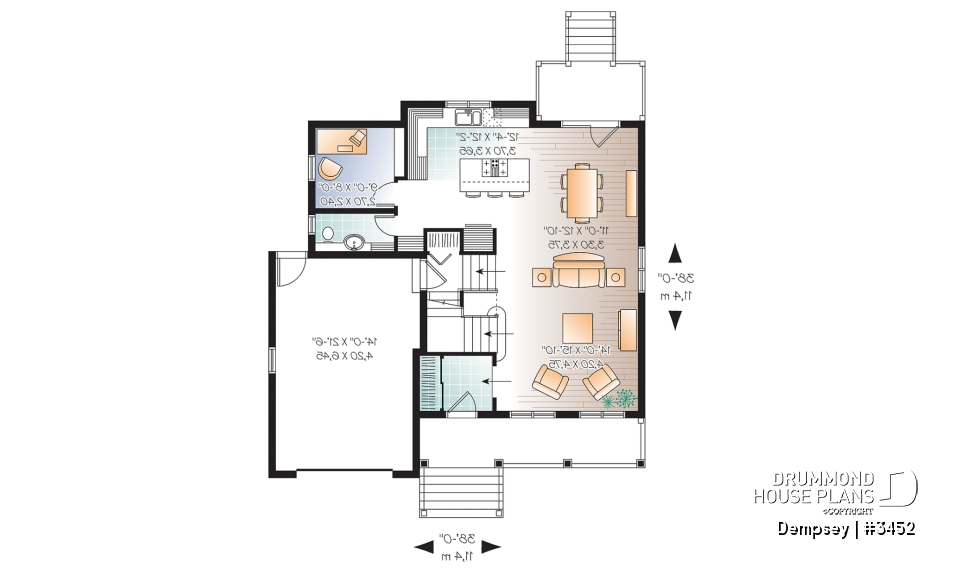 1st level - 3 bedrooms, 2 storey house plan with garage, master suite and laundry room on 2nd floor, den - Dempsey
