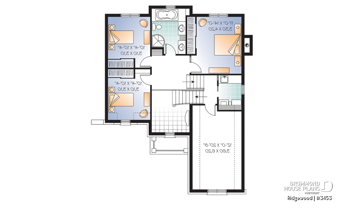 2nd level - Beautiful 3 bedroom European home plan with garage and bonus space  - Ridgewood