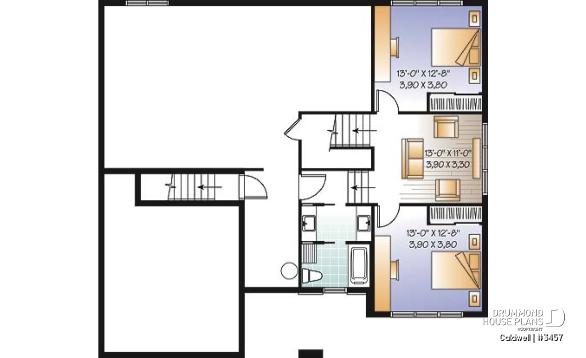 Basement - Cube-shaped house plan, 4bedrooms 3 bathrooms, open floor plan, kitchen island, home office, media room - Caldwell
