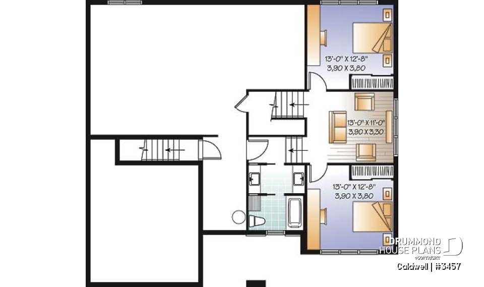 Basement - Cube-shaped house plan, 4bedrooms 3 bathrooms, open floor plan, kitchen island, home office, media room - Caldwell