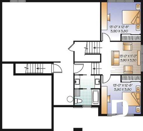Basement - Cube-shaped house plan, 4bedrooms 3 bathrooms, open floor plan, kitchen island, home office, media room - Caldwell