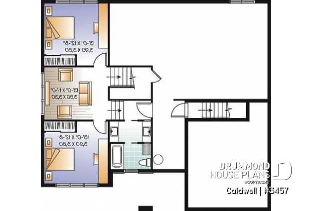 Basement - Cube-shaped house plan, 4bedrooms 3 bathrooms, open floor plan, kitchen island, home office, media room - Caldwell