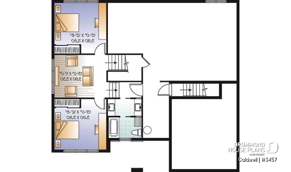 Basement - Cube-shaped house plan, 4bedrooms 3 bathrooms, open floor plan, kitchen island, home office, media room - Caldwell