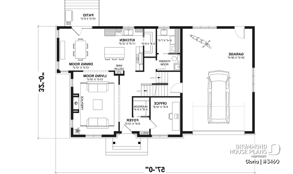 1st level - Spacious house plan, 4+ bedrooms, large garage, office, master suite, optional finished basement ($) - Gloria