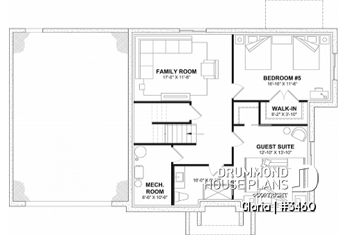 Finished basement - Transitional style large family home design, 4 bedrooms, 2 living rooms, home office and a large garage - Gloria