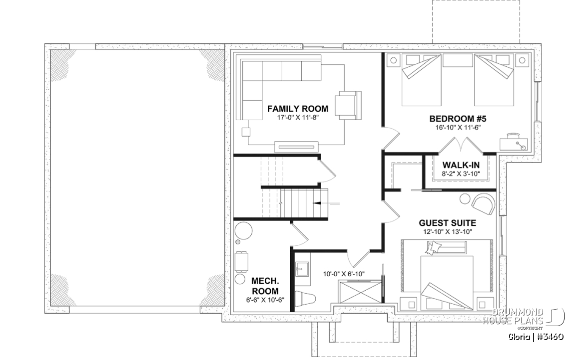 Finished basement (Optional $) - Spacious house plan, 4+ bedrooms, large garage, office, master suite, optional finished basement ($) - Gloria