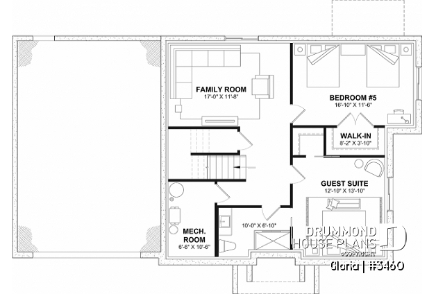 Finished basement (Optional $) - Spacious house plan, 4+ bedrooms, large garage, office, master suite, optional finished basement ($) - Gloria