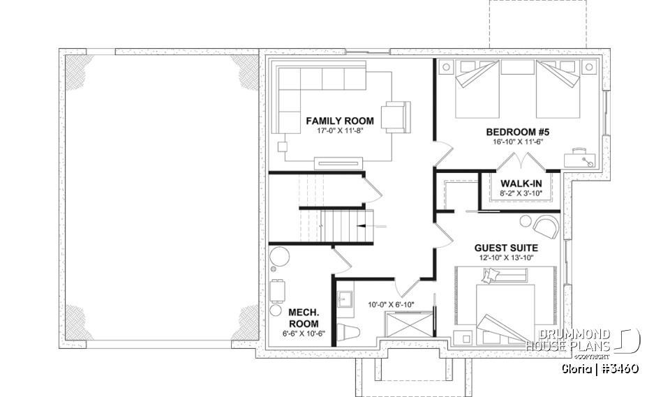 Finished basement (Optional $) - Spacious house plan, 4+ bedrooms, large garage, office, master suite, optional finished basement ($) - Gloria