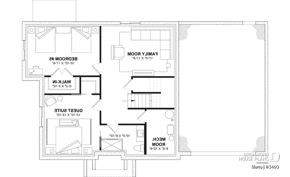 Finished basement (Optional $) - Spacious house plan, 4+ bedrooms, large garage, office, master suite, optional finished basement ($) - Gloria