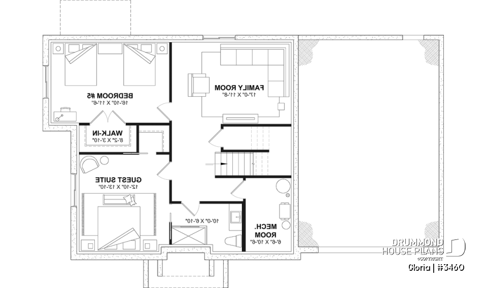Finished basement (Optional $) - Spacious house plan, 4+ bedrooms, large garage, office, master suite, optional finished basement ($) - Gloria