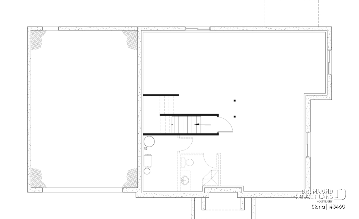Unfinished basement - Spacious house plan, 4+ bedrooms, large garage, office, master suite, optional finished basement ($) - Gloria