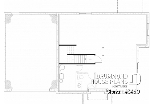 Unfinished basement - Transitional style large family home design, 4 bedrooms, 2 living rooms, home office and a large garage - Gloria