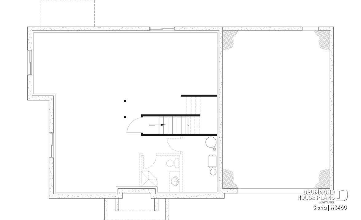 Unfinished basement - Spacious house plan, 4+ bedrooms, large garage, office, master suite, optional finished basement ($) - Gloria
