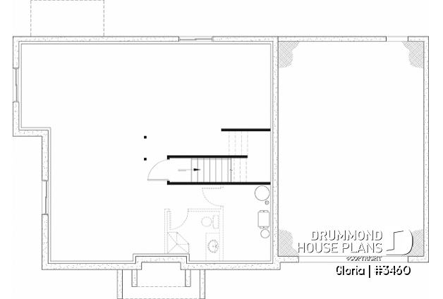 Unfinished basement - Spacious house plan, 4+ bedrooms, large garage, office, master suite, optional finished basement ($) - Gloria