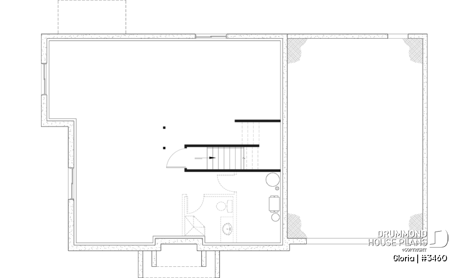 Unfinished basement - Spacious house plan, 4+ bedrooms, large garage, office, master suite, optional finished basement ($) - Gloria