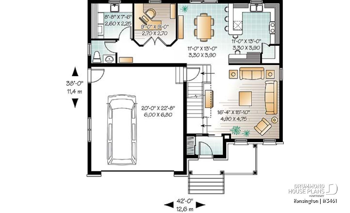 1st level - Country style home with 4  to 5 beds, game room, home office, kitchen with pantry, 2-car garage - Kensington