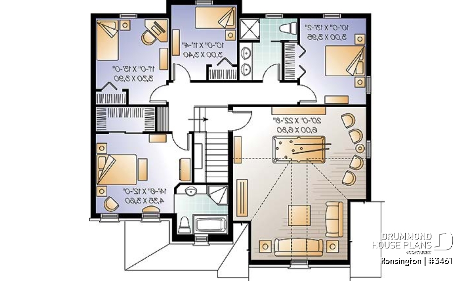 2nd level - Country style home with 4  to 5 beds, game room, home office, kitchen with pantry, 2-car garage - Kensington