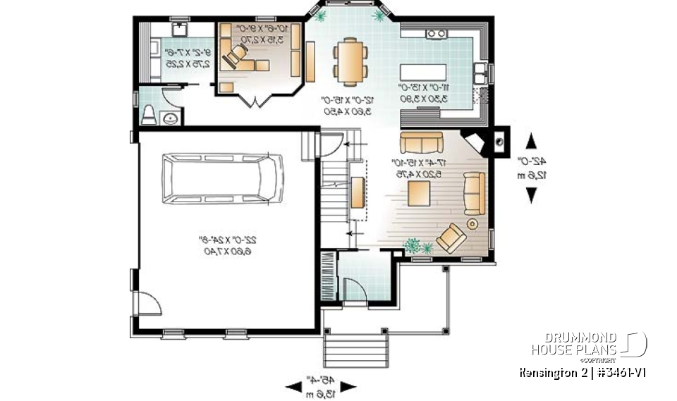 1st level - 4 to 5 bedrooms, 3 bathrooms floor plan, 2-car garage, large game room, formal living room with fireplace - Kensington 2