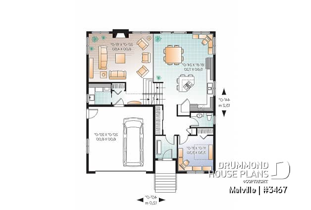 1st level - 3 bedroom home plan with double garage and home office - Melville