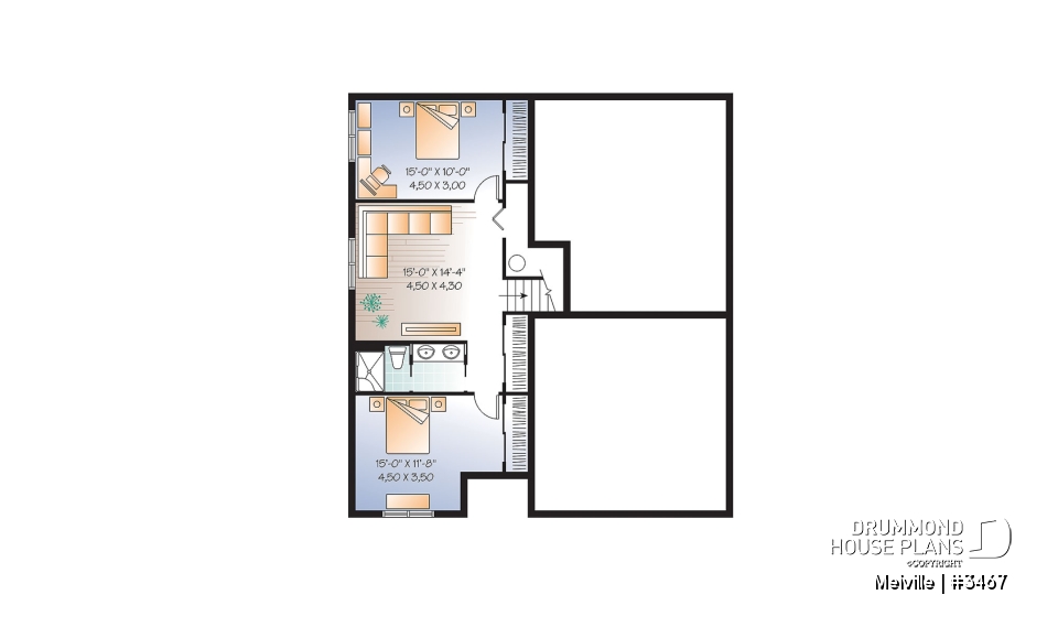 Basement - 3 bedroom home plan with double garage and home office, fabulous master suite! - Melville