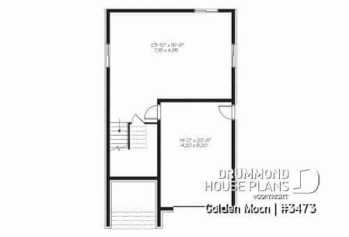Basement - Contemporary narrow lot house plan, under building parking, family and living room, laundry on 2nd floor - Golden Moon