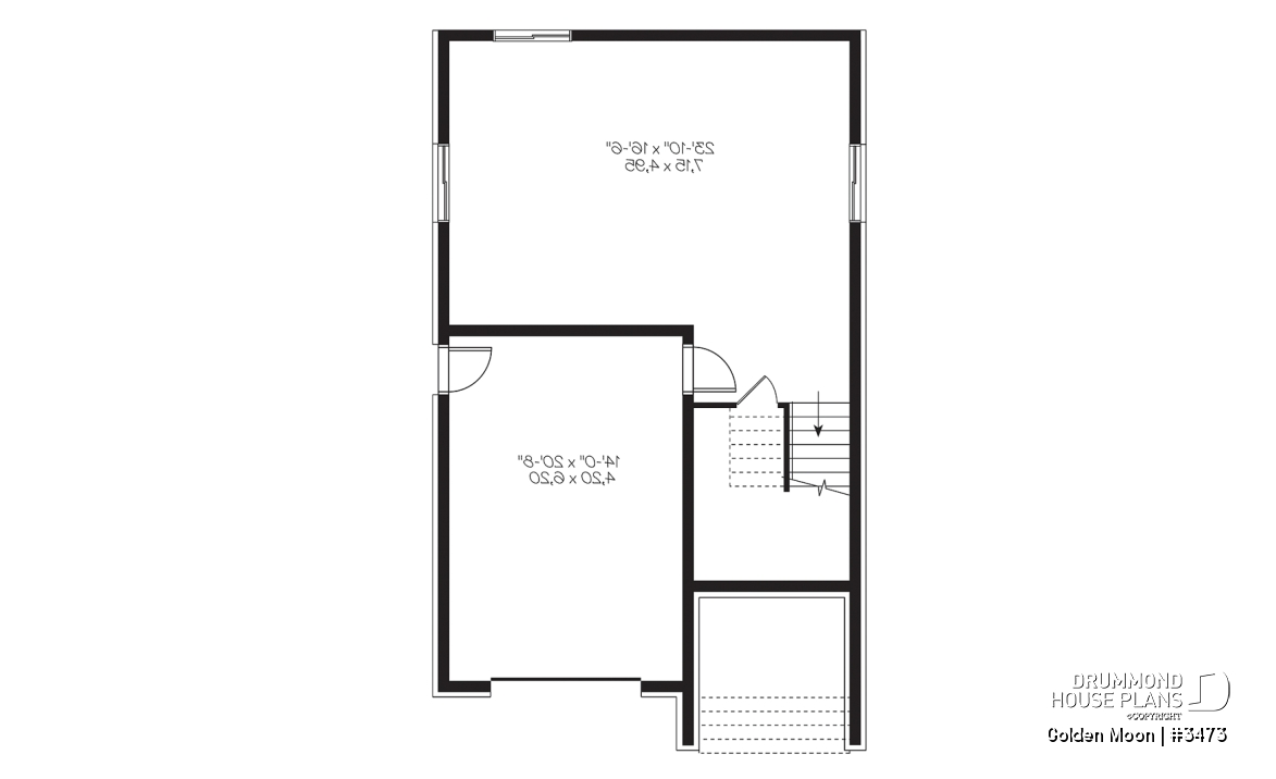Basement - Contemporary narrow lot house plan, under building parking, family and living room, laundry on 2nd floor - Golden Moon