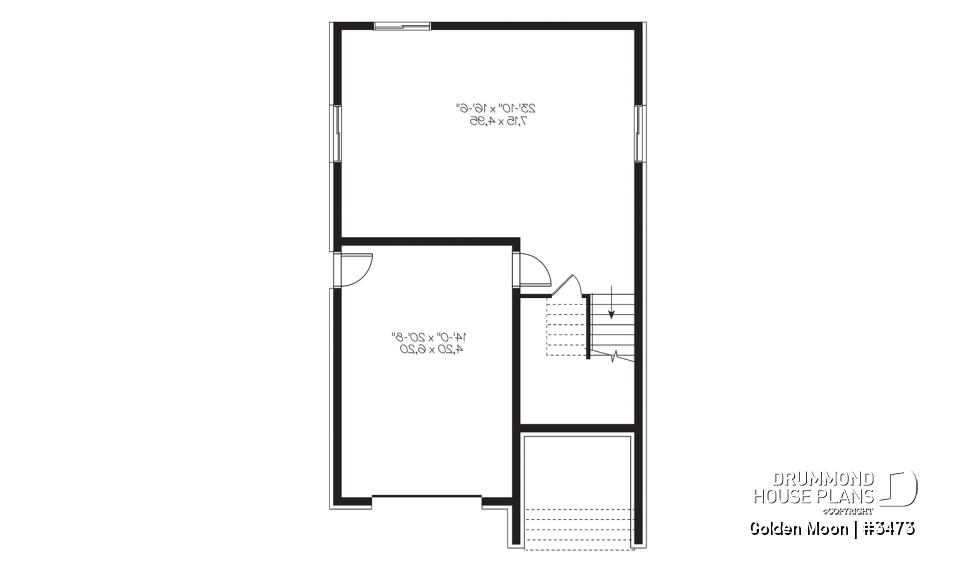 Basement - Contemporary narrow lot house plan, under building parking, family and living room, laundry on 2nd floor - Golden Moon
