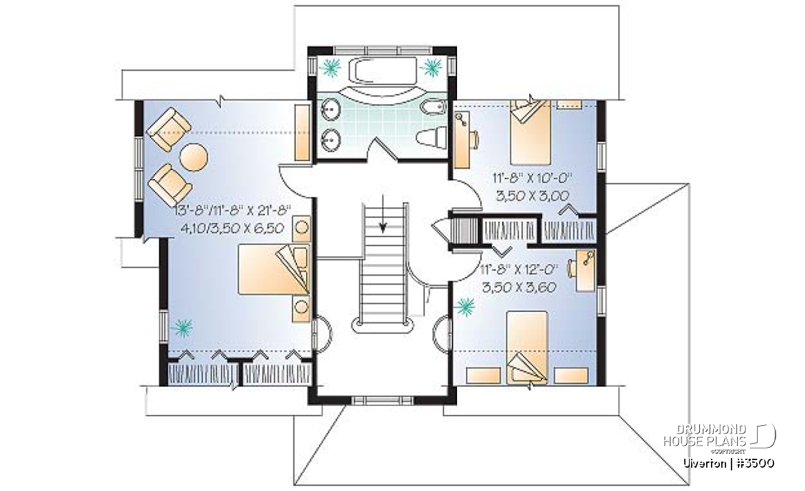 2nd level - Country cottage house plan, great kitchen with breakfast nook, formal dining, beautiful staircase - Ulverton
