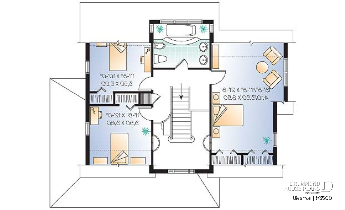 2nd level - Country cottage house plan, great kitchen with breakfast nook, formal dining, beautiful staircase - Ulverton