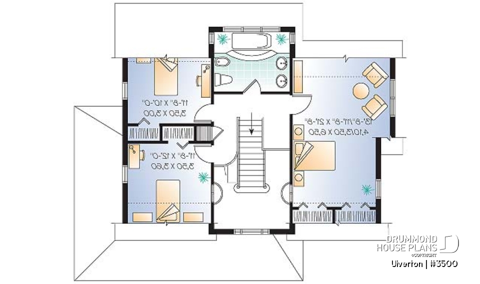 2nd level - Country cottage house plan, great kitchen with breakfast nook, formal dining, beautiful staircase - Ulverton