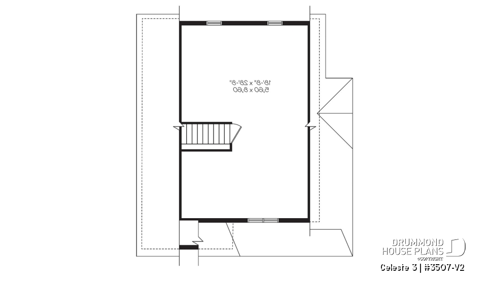 2nd level - Affordable Small Cottage-styel home (rustic cottage) with unfinished bonus space on second floor - DIY project - Celeste 3