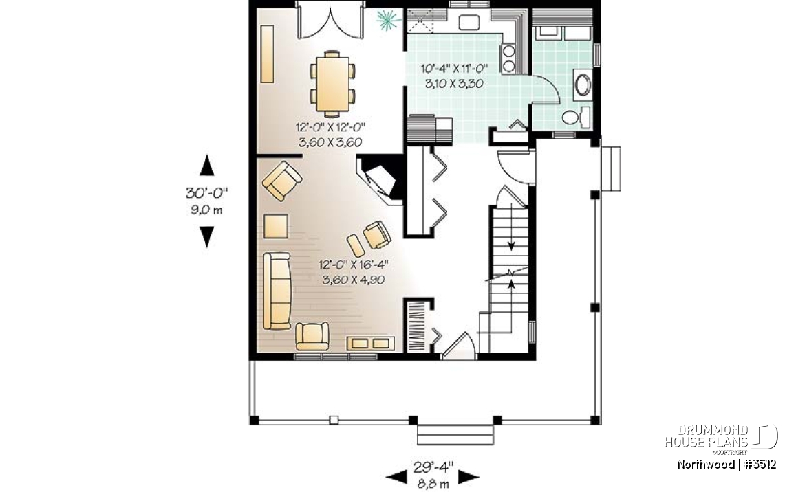 1st level - Country cottage with covered porch, 3 large bedrooms, fireplace in family room, laundry area on main living - Northwood