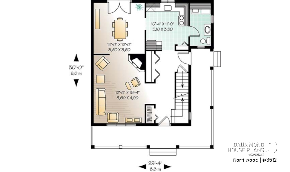 1st level - Country cottage with covered porch, 3 large bedrooms, fireplace in family room, laundry area on main living - Northwood