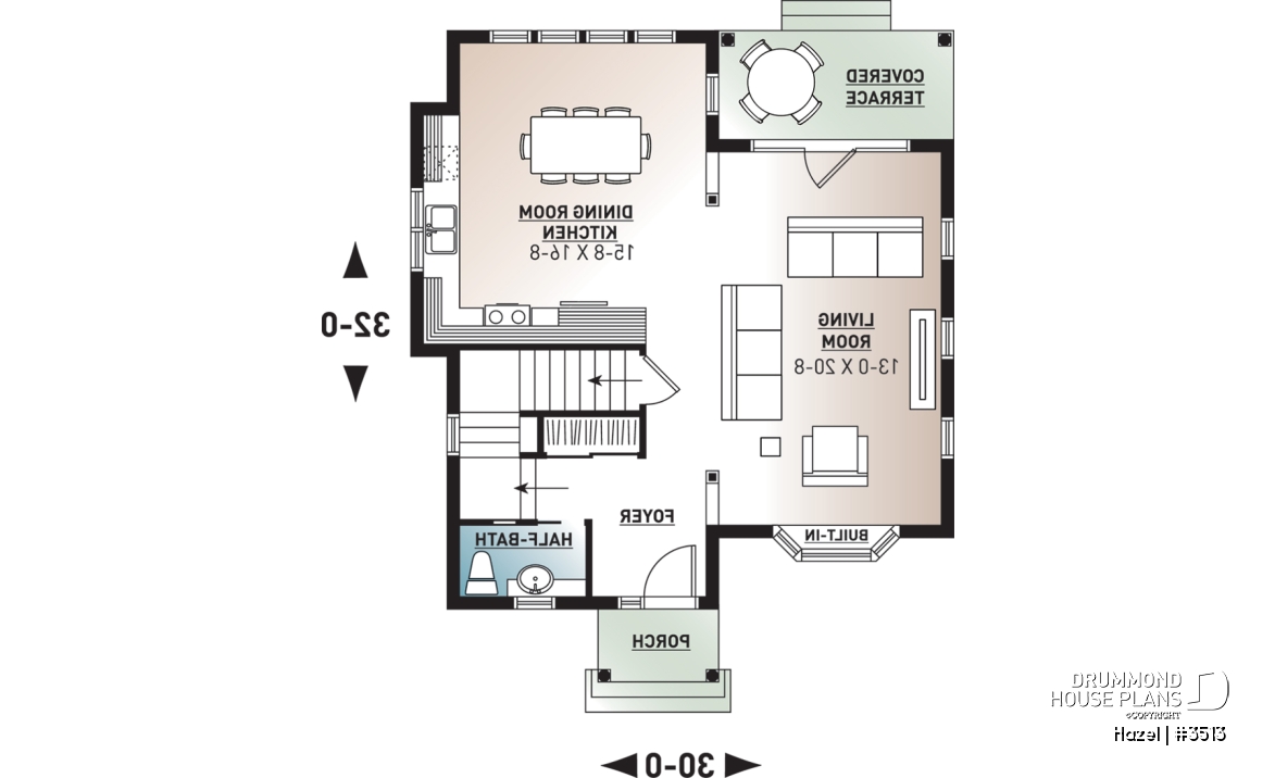 1st level - Affordable 2 storey scandinavian inspired house plan, affordable, 3 bedroom traditional design with terrace - Hazel