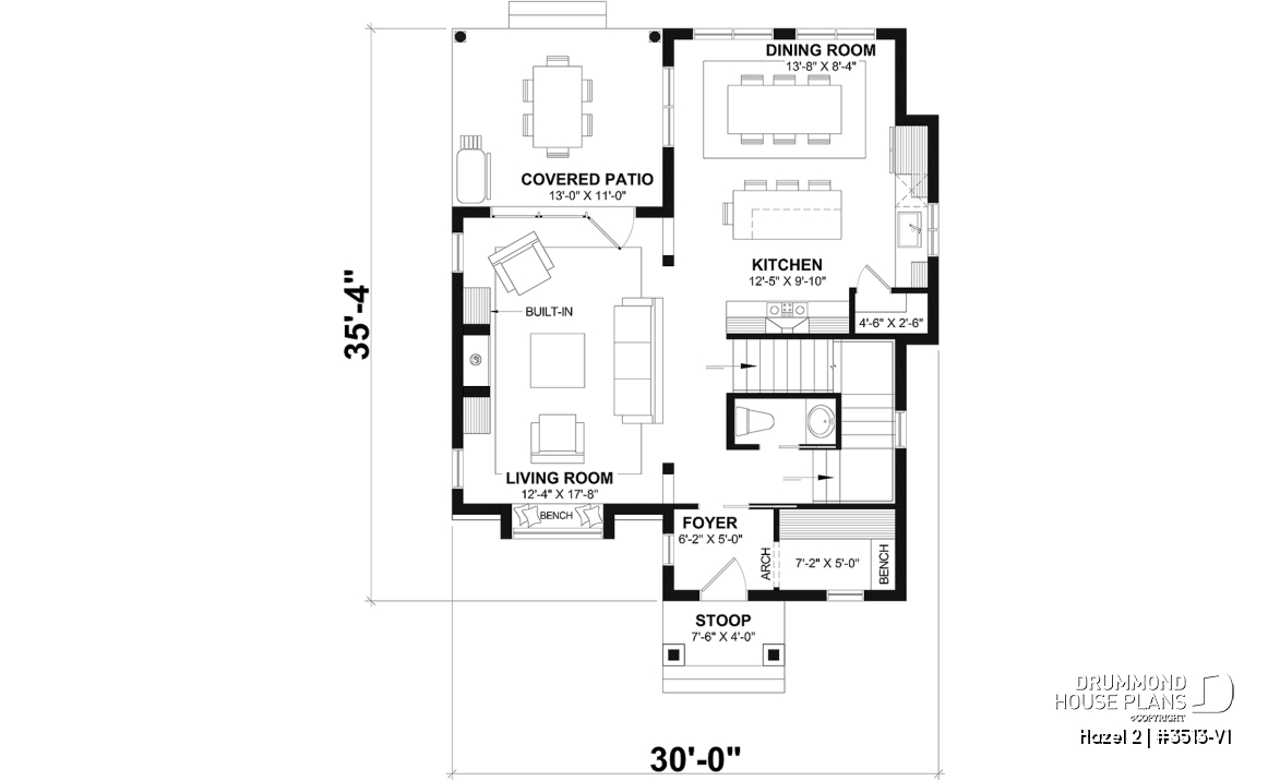 1st level - Charming story book cottage plan w/ 3 to 4 bedrooms, 3.5 baths, fireplace, sheltered terrace and home theater. - Hazel 2