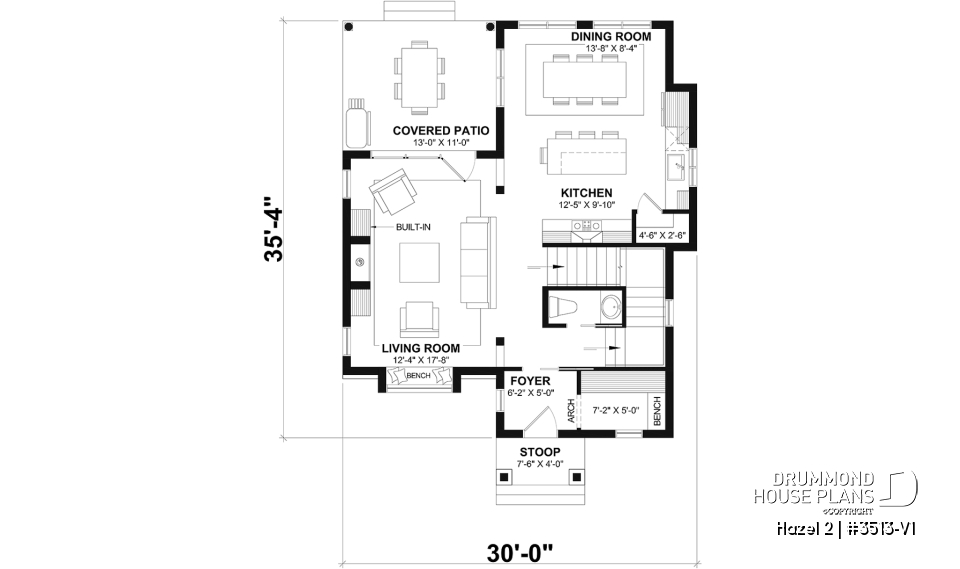 1st level - Charming story book cottage plan w/ 3 to 4 bedrooms, 3.5 baths, fireplace, sheltered terrace and home theater. - Hazel 2